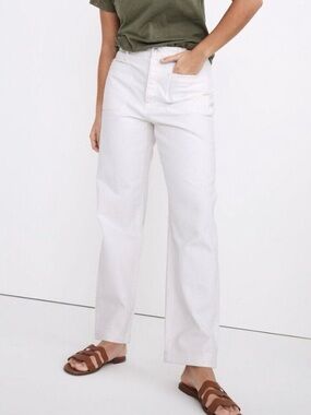 Madewell White Boyfriend Straight-Leg Jeans,Size 27